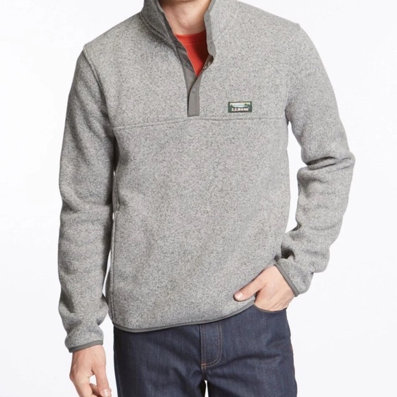 LL Bean Pullover Fleece Sweater for Unisex Light Grey Size Medium - Picture 1 of 4